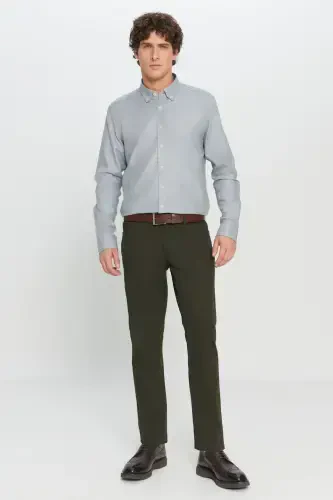 Men's Khaki Slim Fit Skinny 5 Pocket Cotton Canvas Stretch Chino Pants - 6