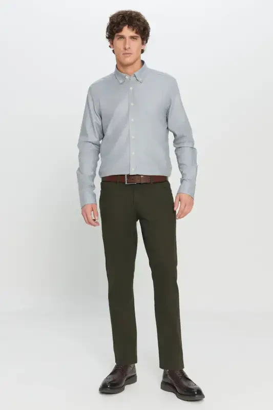 Men's Khaki Slim Fit Skinny 5 Pocket Cotton Canvas Stretch Chino Pants - 6