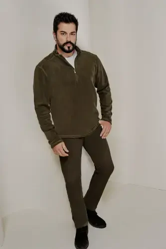 Men's Khaki Slim Fit Skinny 5 Pocket Cotton Canvas Stretch Chino Pants - 7