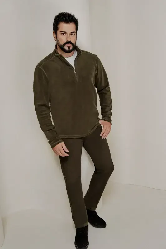 Men's Khaki Slim Fit Skinny 5 Pocket Cotton Canvas Stretch Chino Pants - 7