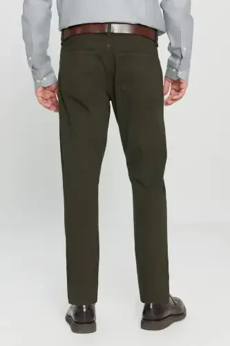 Men's Khaki Slim Fit Skinny 5 Pocket Cotton Canvas Stretch Chino Pants - 9