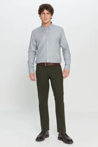 Men's Khaki Slim Fit Skinny 5 Pocket Cotton Canvas Stretch Chino Pants - 6