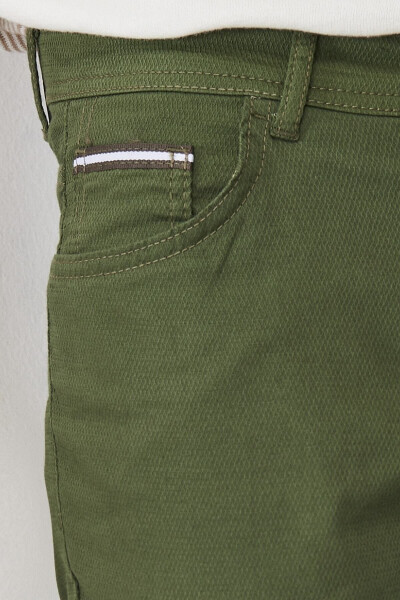 Men's Khaki Slim Fit Skinny 5 Pocket Stretch Chino Pants - 5