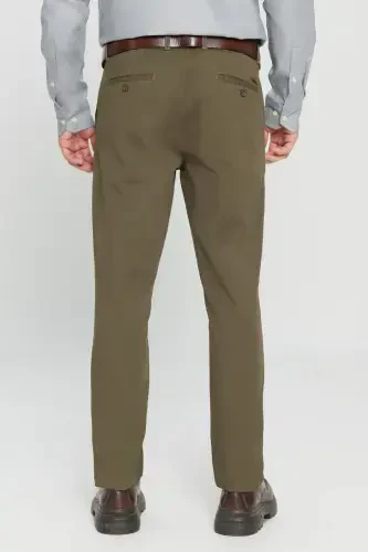 Men's Khaki Slim Fit Tapered Cotton Side Pocket Stretch Chino Pants-Khaki - 7
