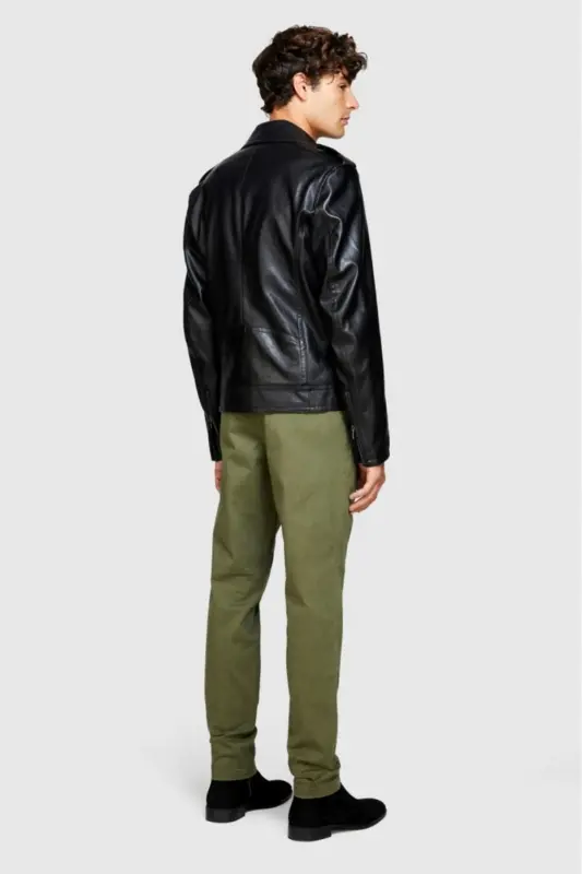 Men's Khaki Slim Fit Vintage Effect Chino Pants - 7