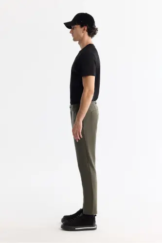 Men's Khaki Slim Fit Wrinkle-Resistant Quick-Drying Waist La - AVVA (1)