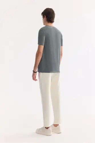 Men's Khaki Soft Touch Crew Neck T-shirt B001031-Khaki - 5