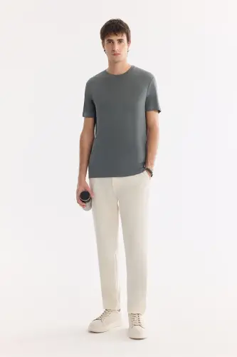 Men's Khaki Soft Touch Crew Neck T-shirt B001031-Khaki - 7