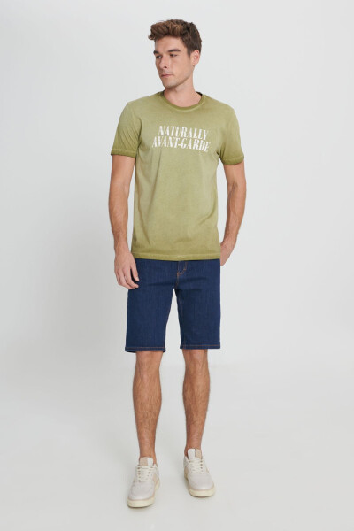 Men's Khaki Standard Fit Regular Cut 100% Cotton Printed Crew Neck T-shirt - 2