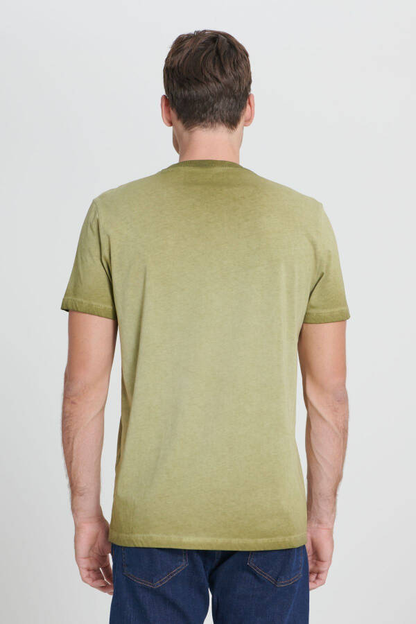 Men's Khaki Standard Fit Regular Cut 100% Cotton Printed Crew Neck T-shirt - 6