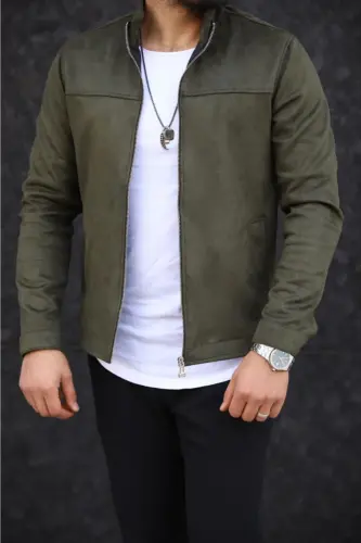 Men's Khaki Suede Spring Jacket-KHAKI - BASEL.CO (1)