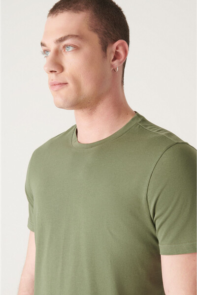 Men's Khaki T-shirt 100% Cotton Breathable Crew Neck Regular Fit E001000 - 16