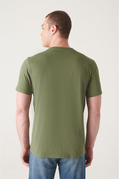 Men's Khaki T-shirt 100% Cotton Breathable Crew Neck Regular Fit E001000 - 18