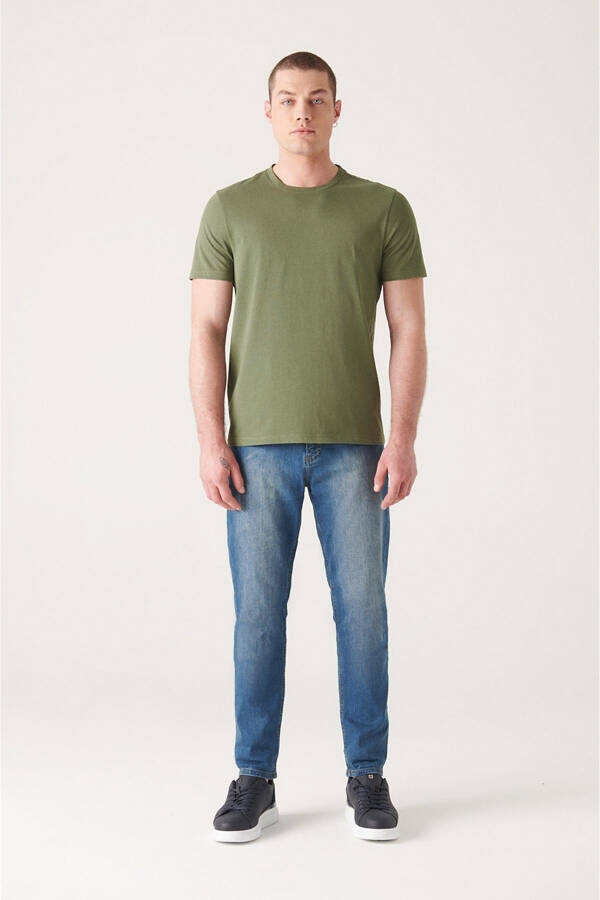 Men's Khaki T-shirt 100% Cotton Breathable Crew Neck Regular Fit E001000 - 20