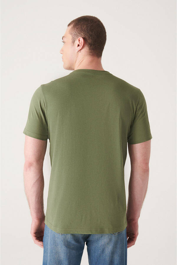 Men's Khaki T-shirt 100% Cotton Breathable Crew Neck Regular Fit E001000 - 11