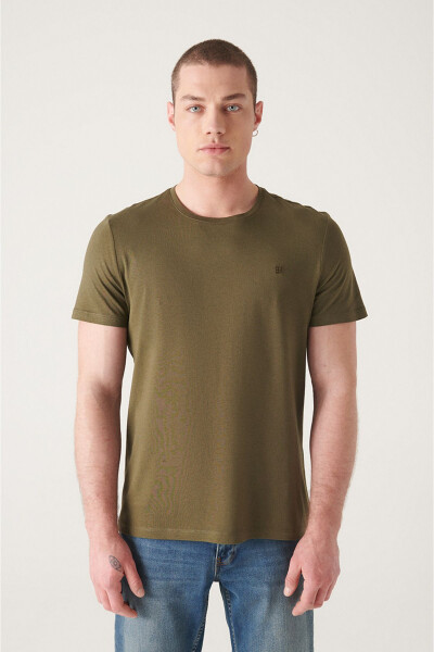 Men's Khaki Ultrasoft Crew Neck Cotton Slim Fit Skinny T-shirt E001171 - 8