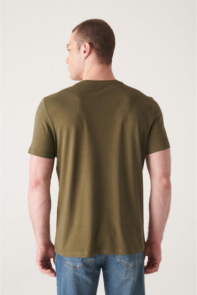 Men's Khaki Ultrasoft Crew Neck Cotton Slim Fit Skinny T-shirt E001171 - 11