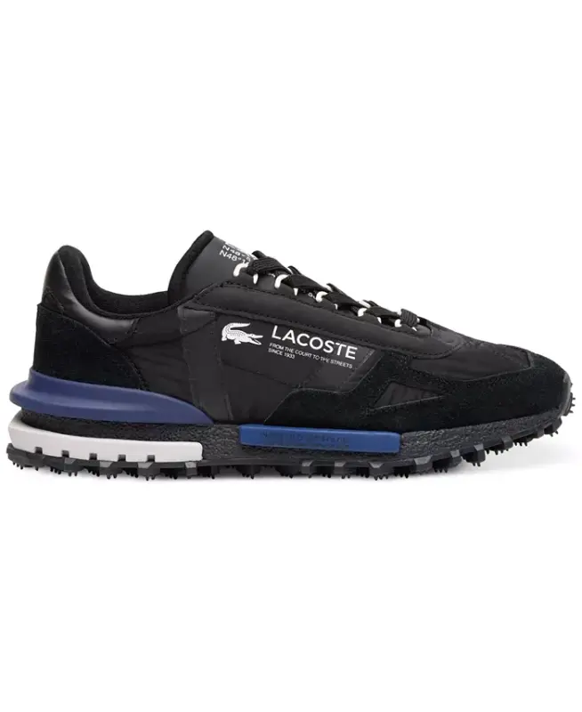 Men's Lacoste Elite Active Textile Sneakers-Black/Navy - 3