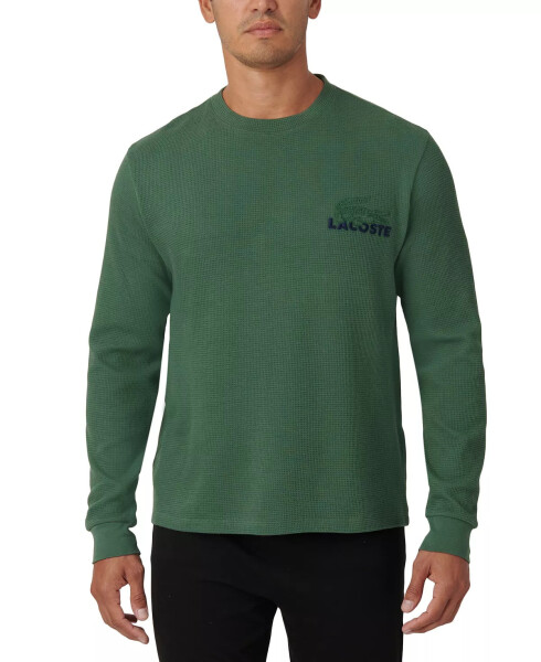 Men's Large Croc Thermal Waffle Sleep Shirt Green - 1