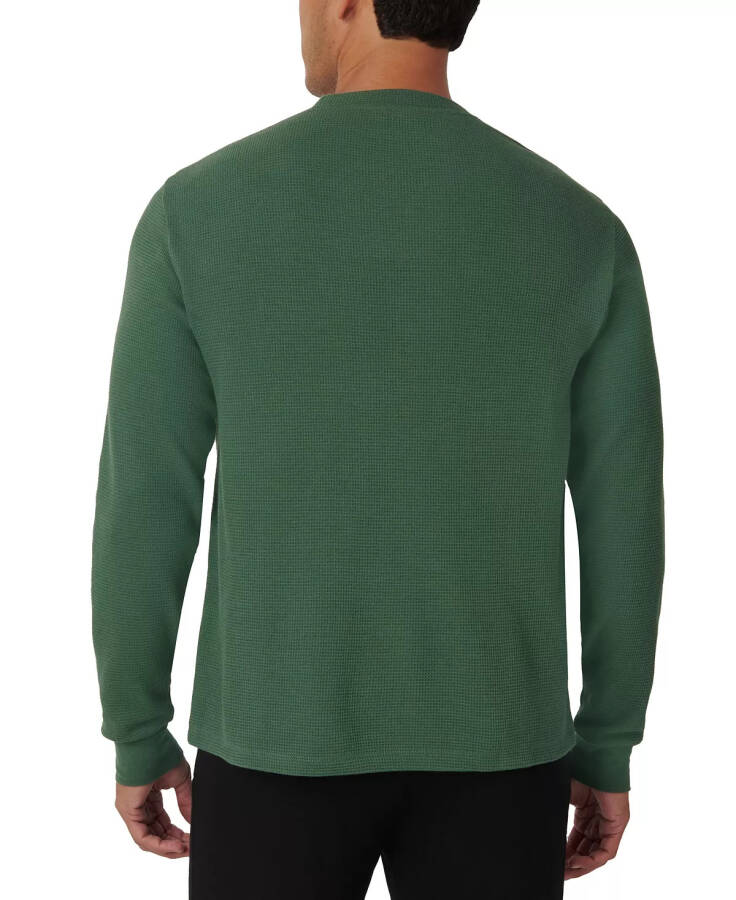 Men's Large Croc Thermal Waffle Sleep Shirt Green - 2