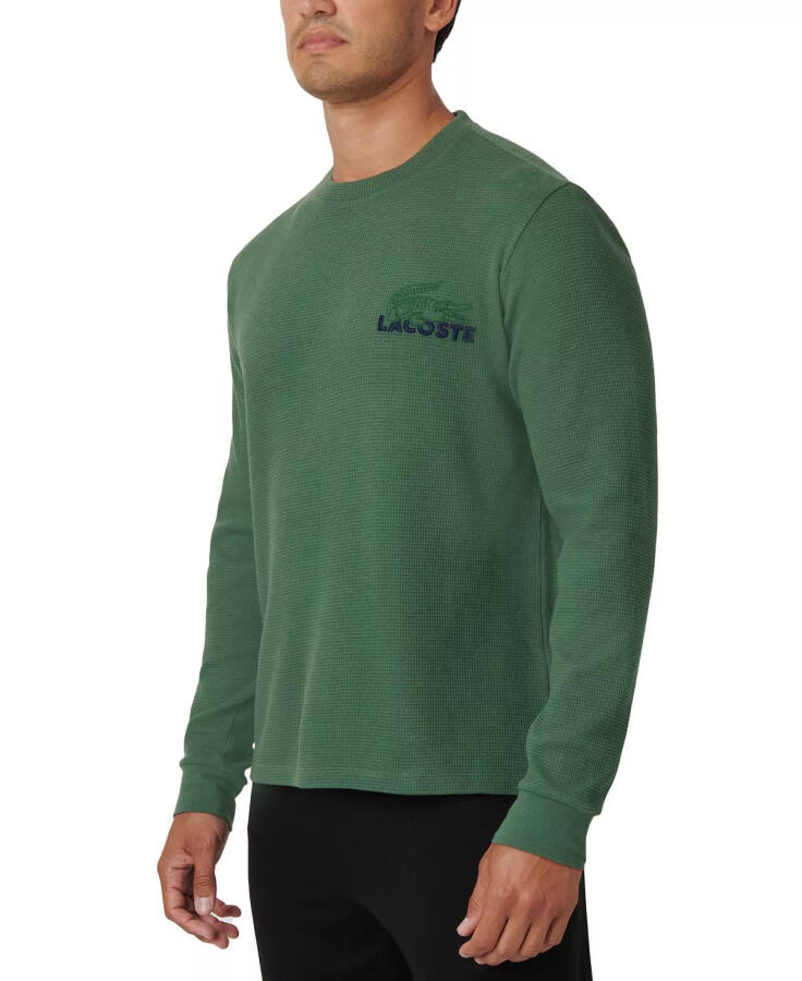 Men's Large Croc Thermal Waffle Sleep Shirt Green - 3