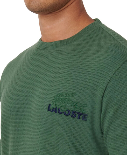 Men's Large Croc Thermal Waffle Sleep Shirt Green - 4