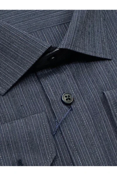 Men's Large Size Patterned Dark Navy Shirt 3611S - KAMER (1)