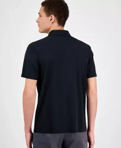 Men's Laser Cut Short Sleeve Performance Polo Shirt, Exclusively at Modazone-Deep Black - 2