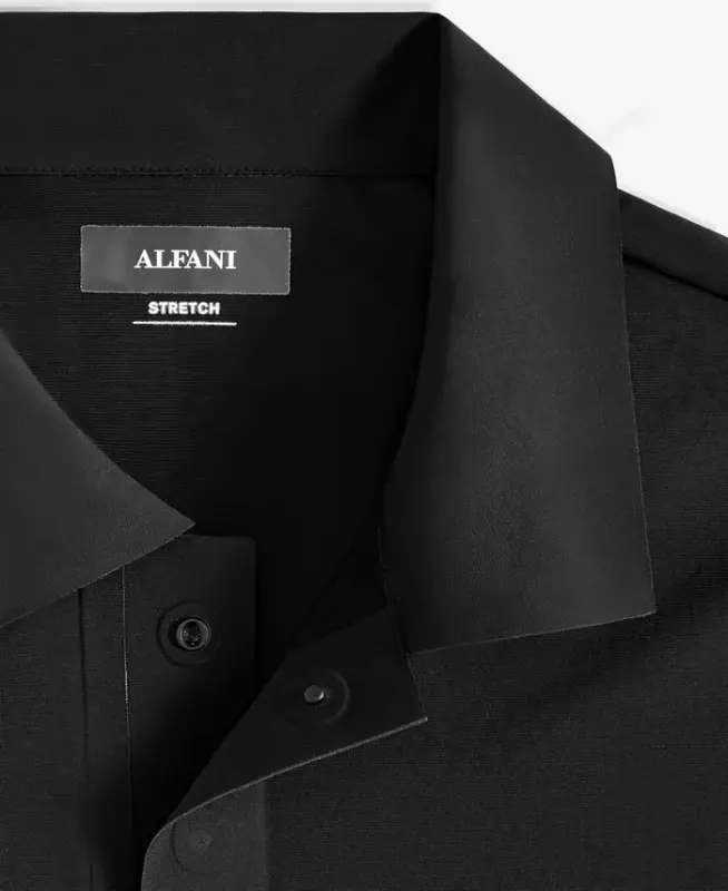 Men's Laser Cut Short Sleeve Performance Polo Shirt, Exclusively at Modazone-Deep Black - 3