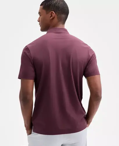 Men's Laser Cut Short Sleeve Performance Polo Shirt, Exclusively at Modazone - Deepest Currant - 4