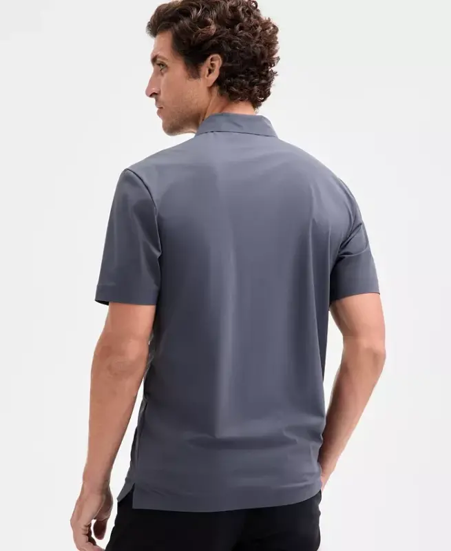 Men's Laser Cut Short Sleeve Performance Polo Shirt, Exclusively at Modazone - Ebony - 2