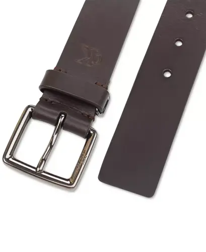 Men's Leather Belt with Keeper Ring-Dark Brown - 4