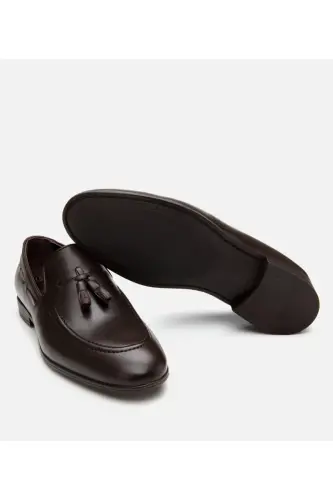 Men's Leather Brown Tassel Detailed Loafer - 7