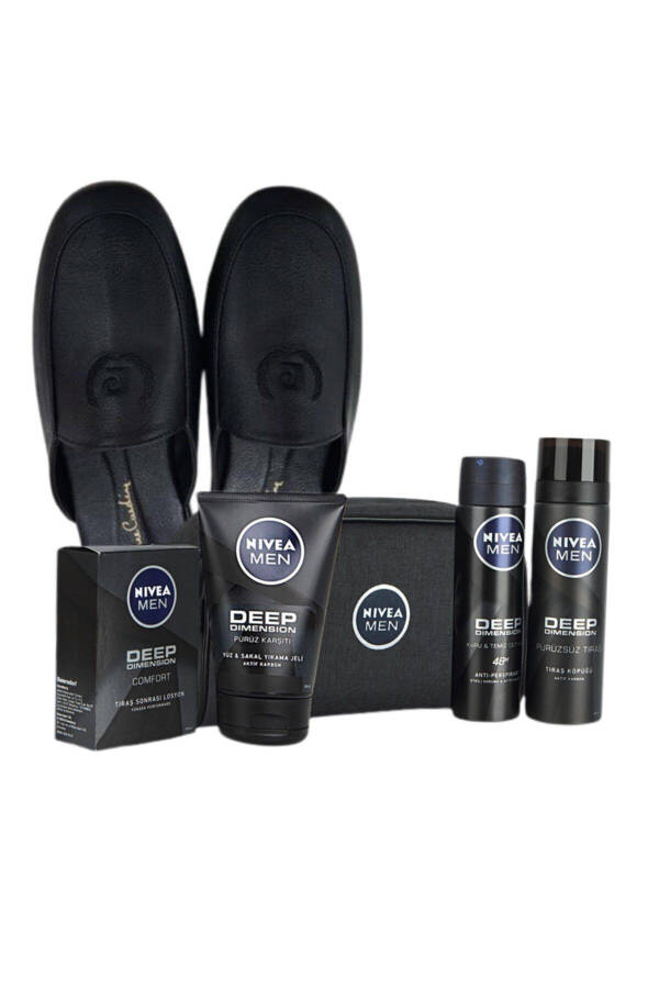 Men's Leather Care Set with Bag Pierre Cardin Embroidered Groom's Dowry Slippers - 1