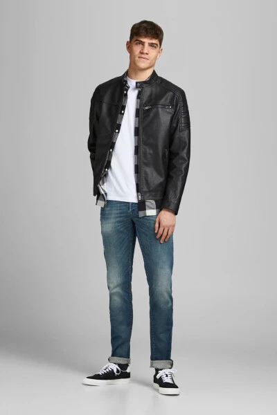 Men's Leather Jacket 63412147218 Black - JACK & JONES (1)