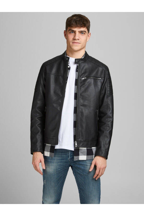 Men's Leather Jacket Black - 2