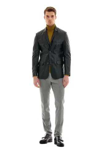 Men's Leather Jacket - BLACK - 1