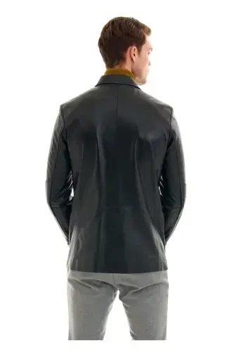 Men's Leather Jacket - BLACK - PIERRE CARDIN (1)