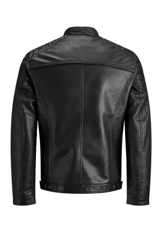 Men's Leather Jacket Black - Black 12147218 Jjerocky Jacket Noos-BLACK - 3