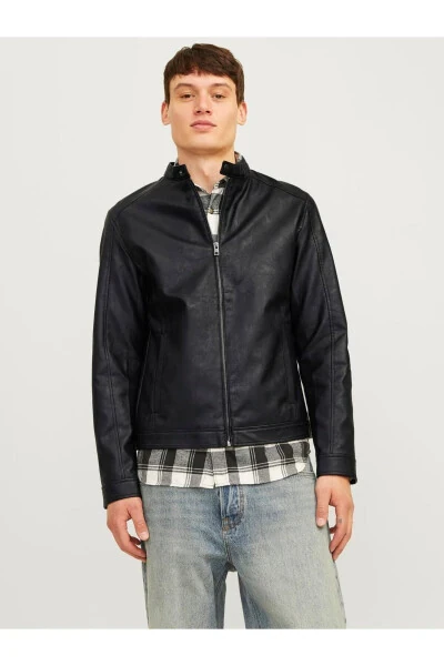 Men's leather jacket, black. Noos. - JACK & JONES (1)