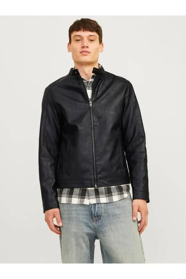 Men's leather jacket, black. Noos. - 2