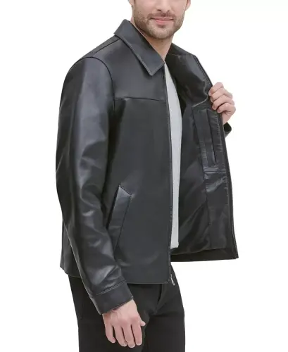 Men's Leather Jacket, Created for Modazone-Black - 3