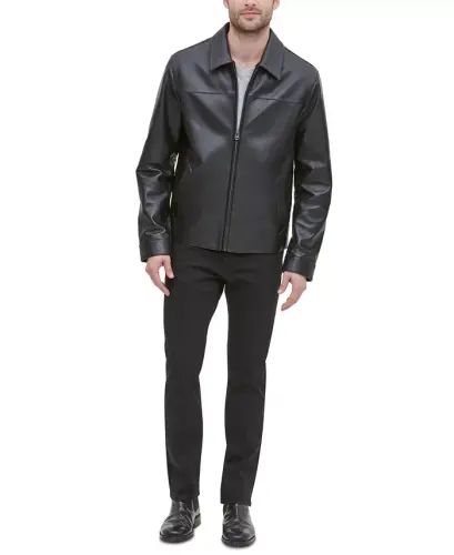 Men's Leather Jacket, Created for Modazone-Black - 4