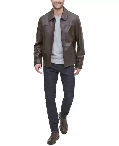 Men's Leather Jacket, Created for Modazone - Java - 5