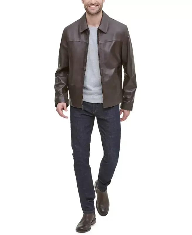 Men's Leather Jacket, Created for Modazone - Java - 5