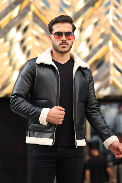 Men's leather jacket winter - 2