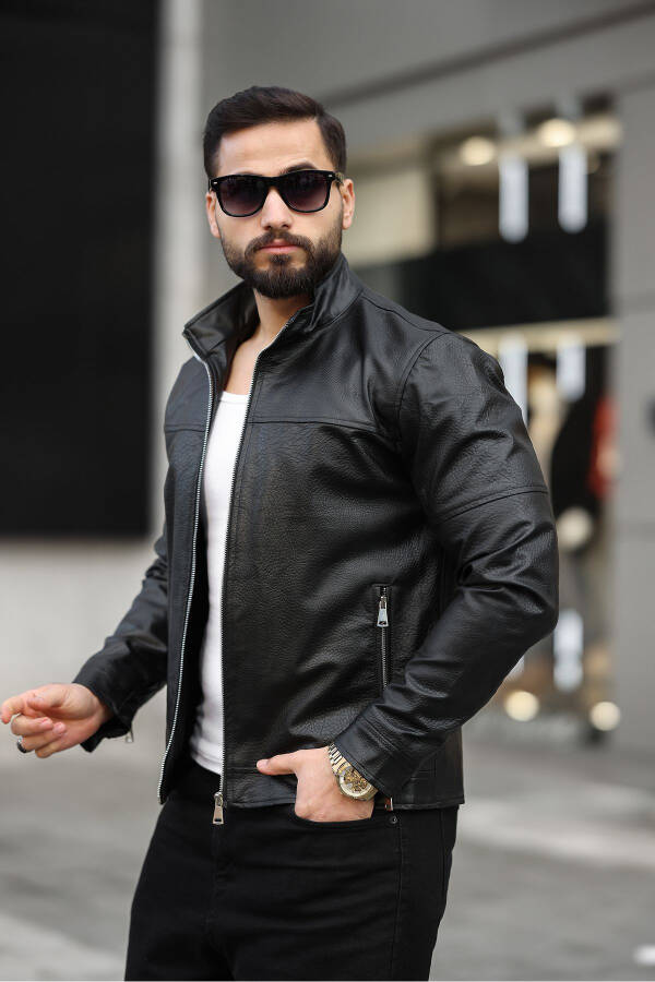 Men's Leather Jacket Winter Jacket Leather Coat - 1