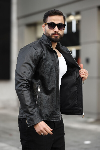 Men's Leather Jacket Winter Jacket Leather Coat - 4