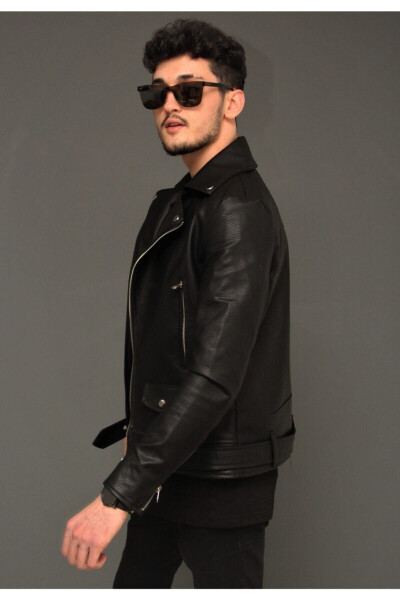 Men's leather jacket with fur lining. - 2