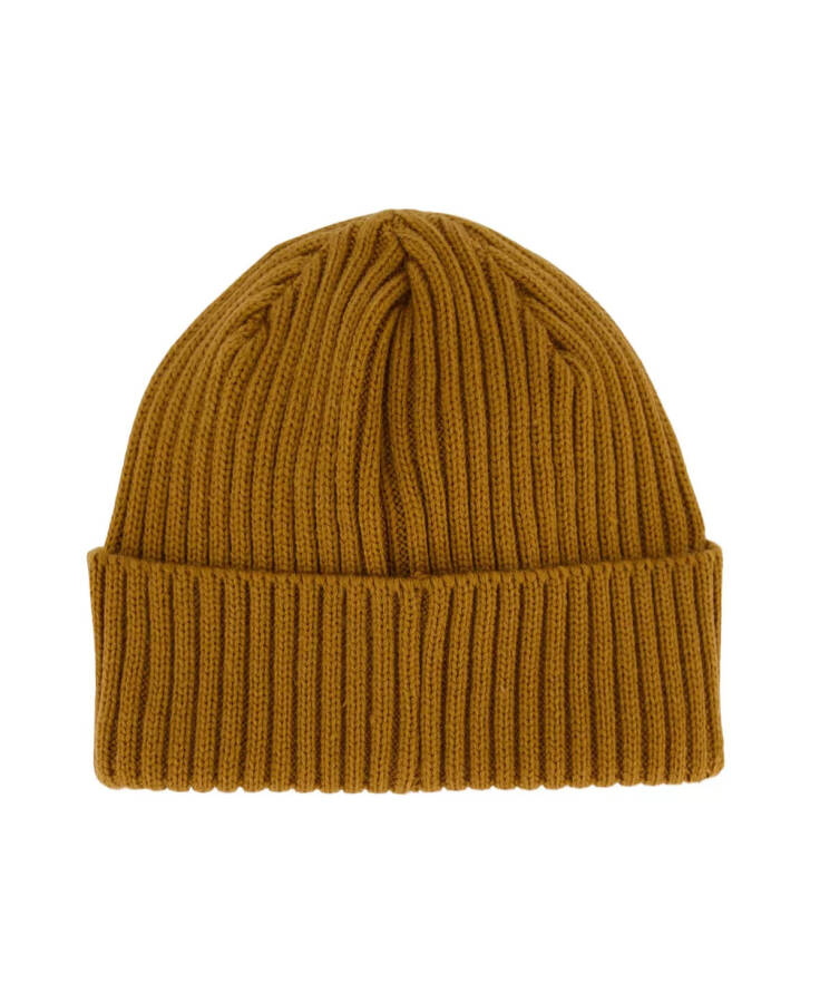 Men's Leather Logo Patch Ribbed Watch Cap Wheat - 2